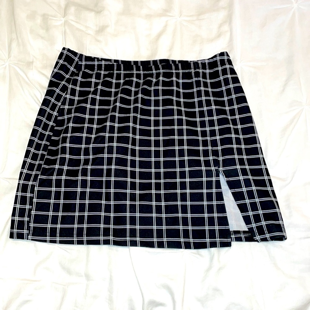 Plaid black mini skirt SHEIN XL 12